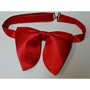 Handmade Oversized Red Satin Bow tie Vintage style 70`s Wedding Prom Gift 4 Him